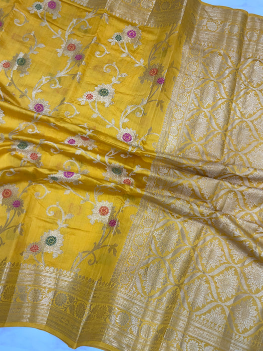 Pure Dupion Silk Banarasi Saree - Gold Zari