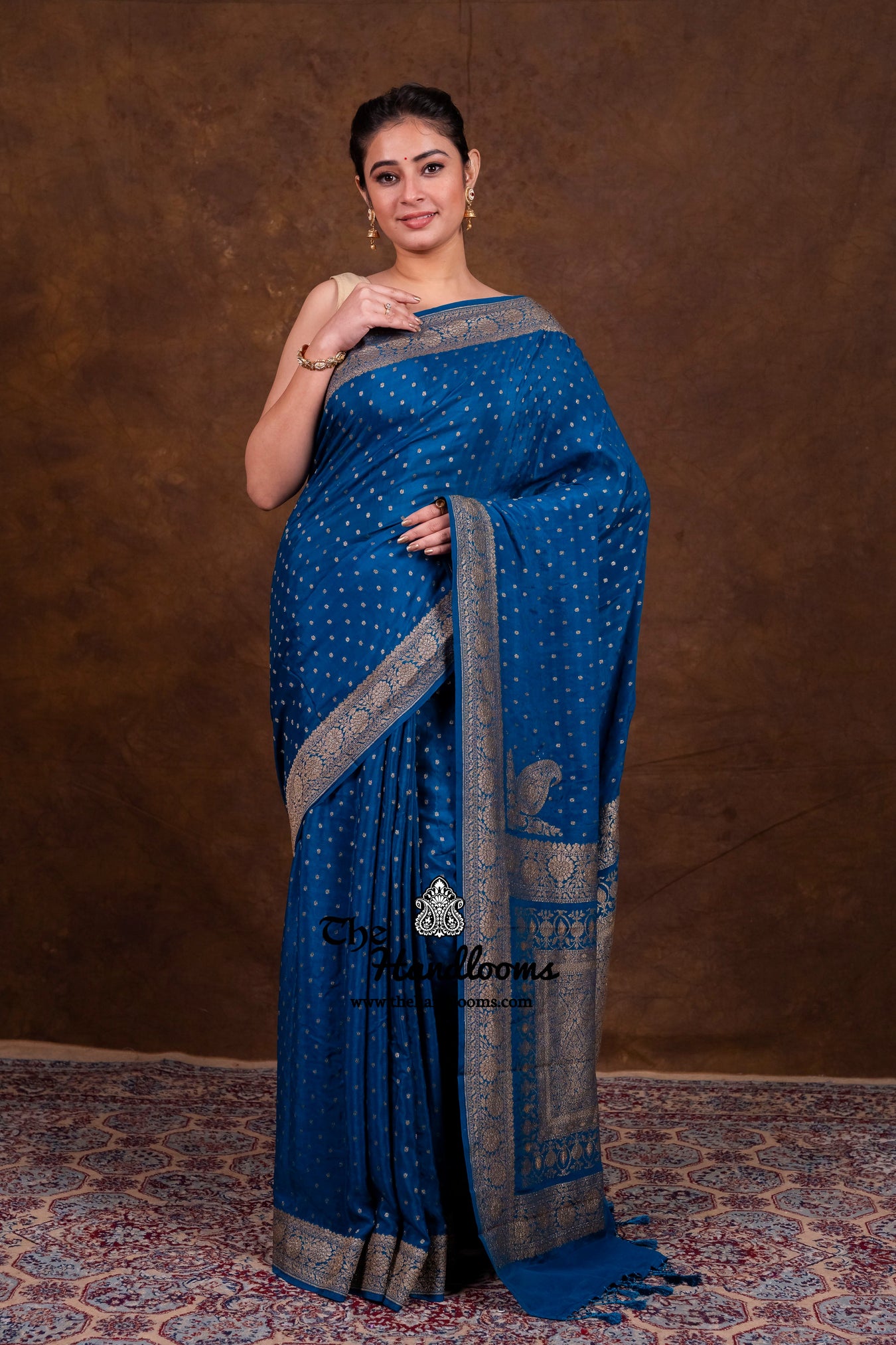 Pure Khaddi Crepe Georgette Handloom Banarasi Saree - The Handlooms