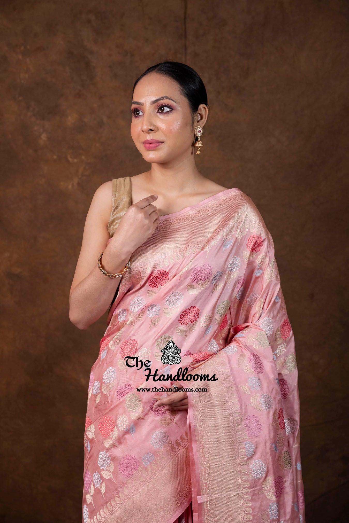 Katan Silk Saree - Meenakari Jaal Work
