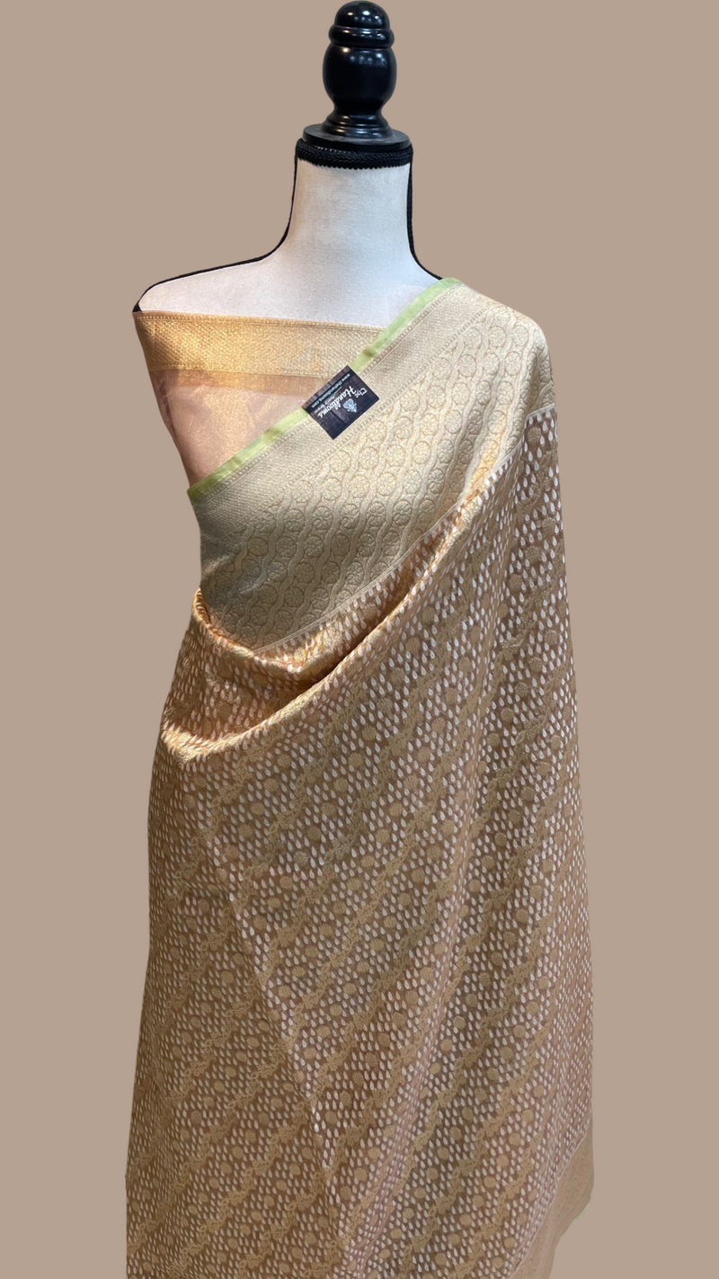 Pure Tissue Reshmi Zari Banarasi Brocade Handloom Saree - The Handlooms