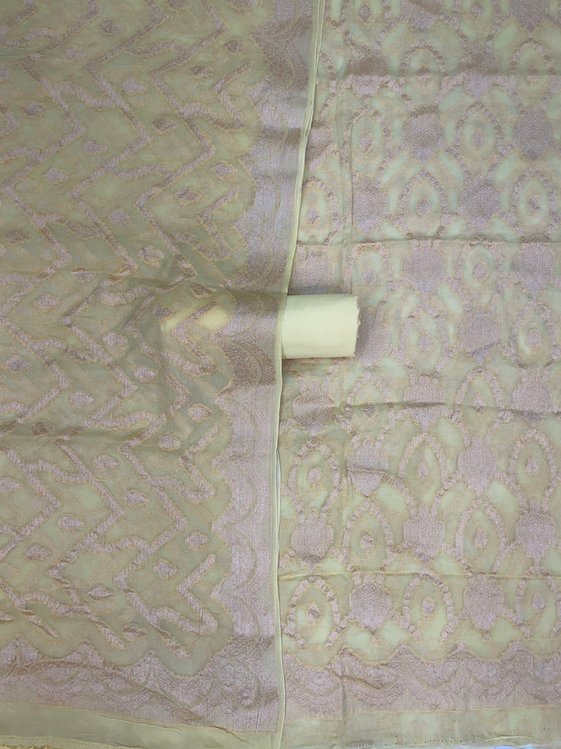 Pure Chiffon Khaddi Banarasi Dress material - The Handlooms