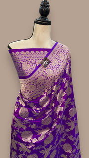 Pure Katan Silk Banarasi Handloom Saree - All Over Jaal Work - The Handlooms