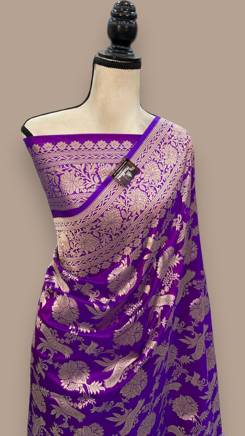 Pure Katan Silk Banarasi Handloom Saree - All Over Jaal Work - The Handlooms
