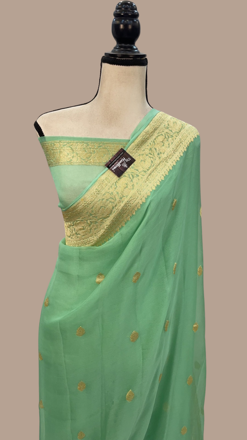 Pure Georgette Banarasi Handloom Saree - The Handlooms