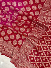 Pure Georgette Banarasi Bandhej Handloom Saree - The Handlooms