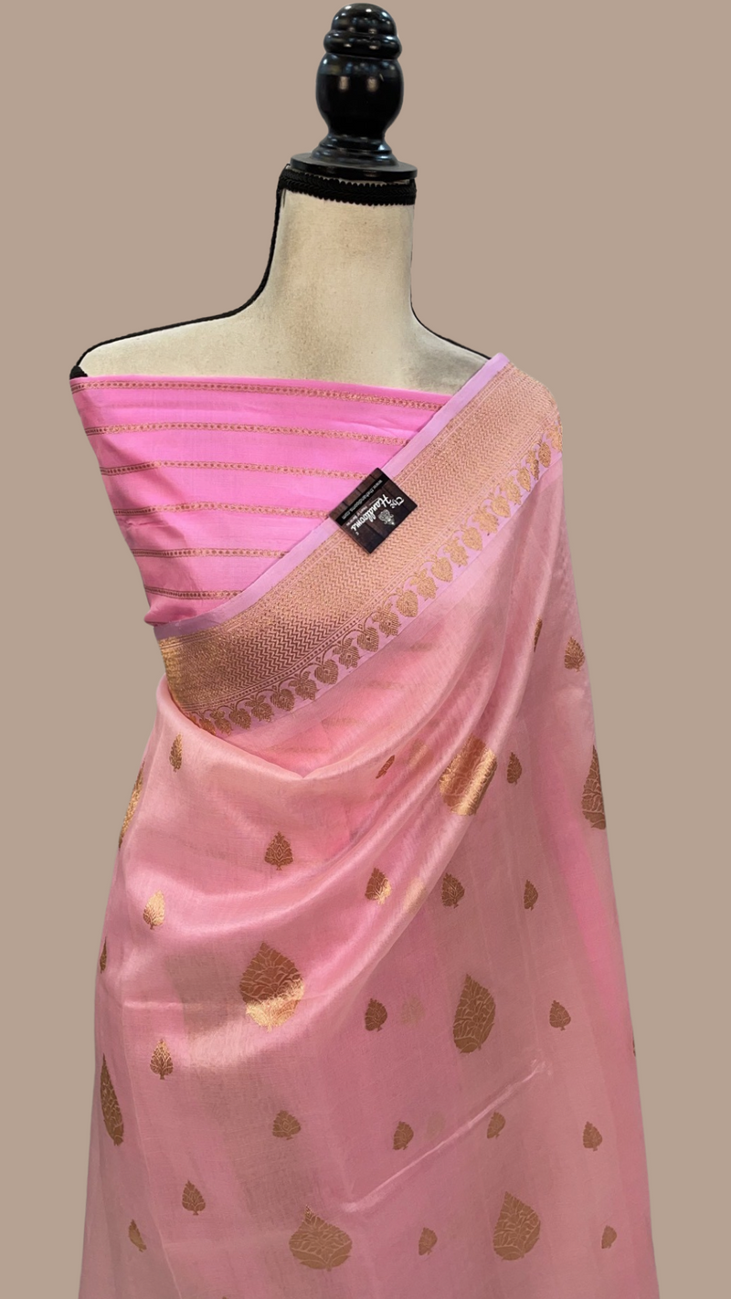 Pure Kora Silk Handloom Banarasi Saree with Katan Silk Border - The Handlooms