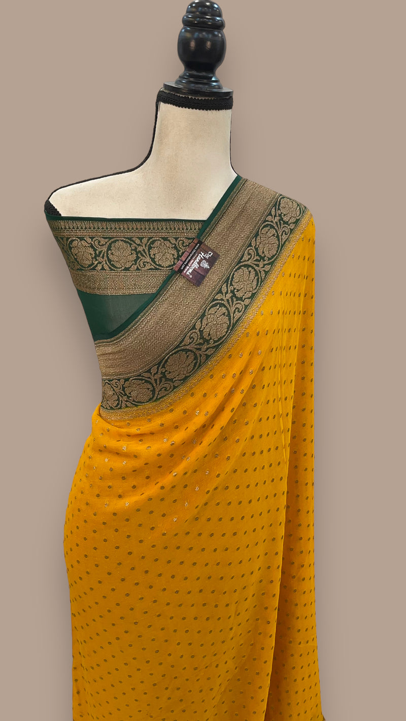 Khadki Georgette Banarasi Saree -  Antique zari - The Handlooms