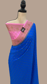 Khaddi Crepe Georgette Banarasi Saree -  Antique zari - The Handlooms