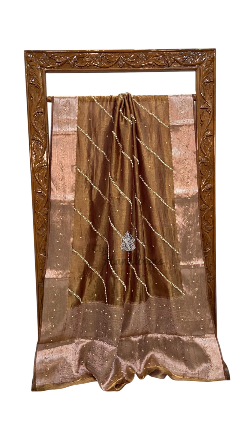 Pure Kora Tissue Silk Handloom Banarasi Saree - Handwork