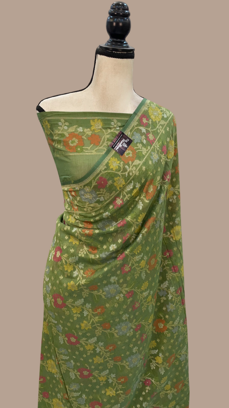 Pure Cotton Jamdani Handloom Banarasi Saree - The Handlooms