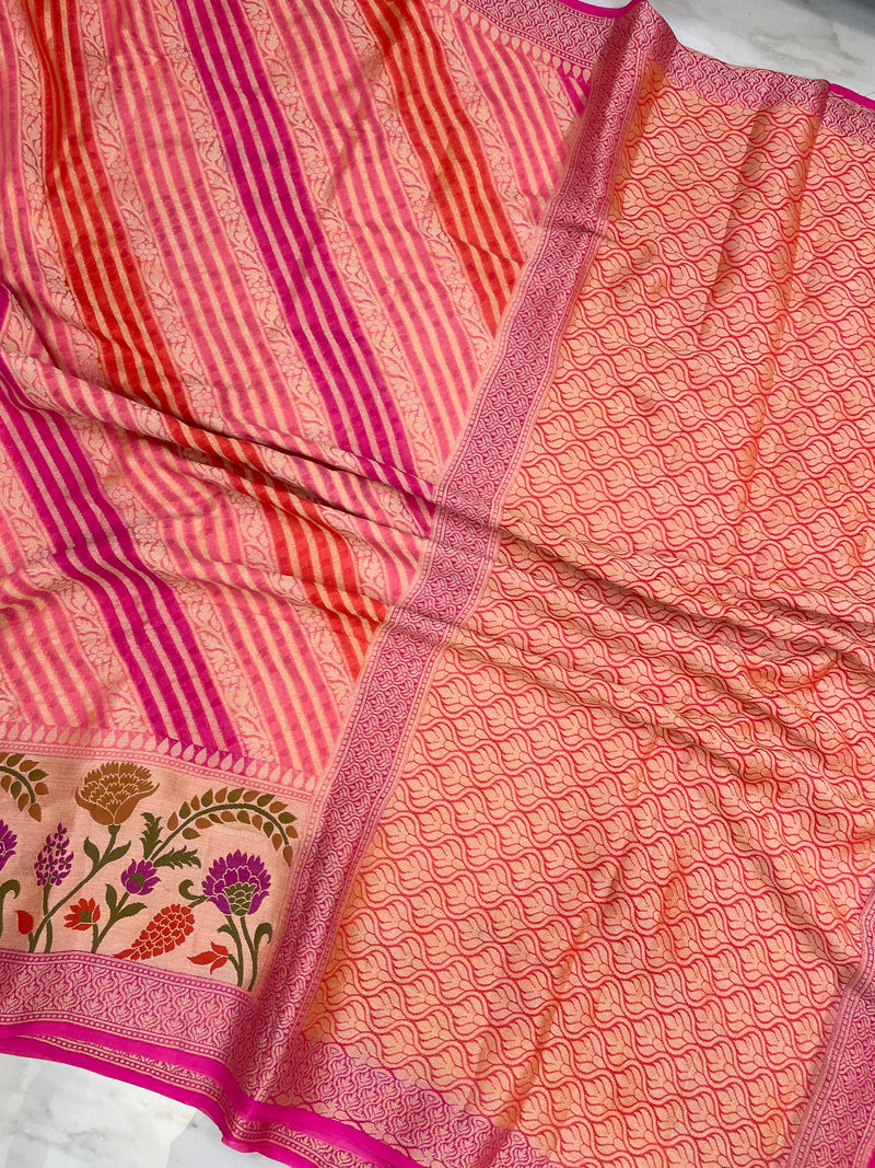 Rangkat Pure Chiffon Khaddi Banarasi Saree - The Handlooms