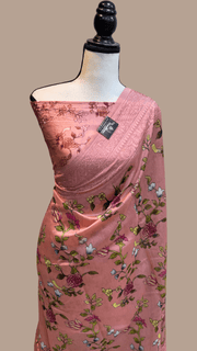 Pure Chanderi  Digital Print with Chikankari Handloom Banarasi Saree - The Handlooms