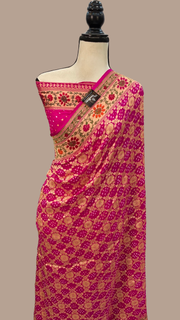 Pure Georgette Banarasi Bandhej Handloom Saree - The Handlooms