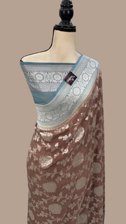 Khaddi Georgette Handloom Banarasi Saree - The Handlooms