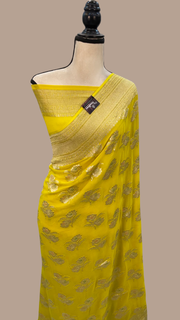 Khaddi Georgette Handloom Banarasi Saree - All over Jaal Work with meenakari - The Handlooms