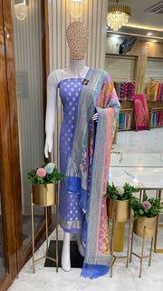 Pure Khaddi Georgette Banarasi Dress material - The Handlooms