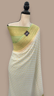 Khaddi Georgette Handloom Banarasi Saree - Gold Zari - The Handlooms
