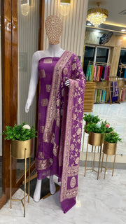 Khaddi Georgette Handlooms Banarasi Dress material - The Handlooms