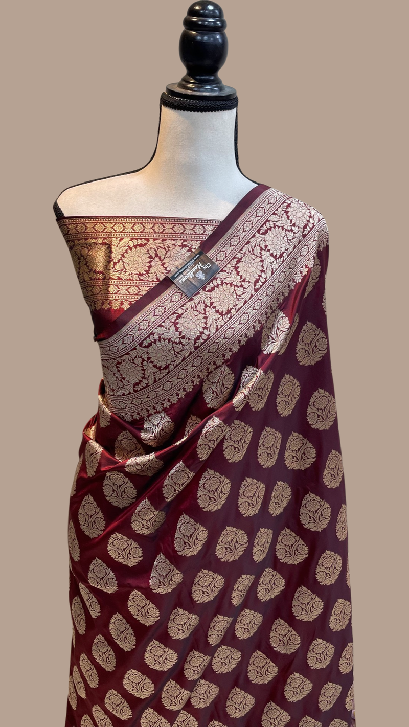 Pure Katan Silk Banarasi Handloom Saree - All Over Jaal Work - The Handlooms