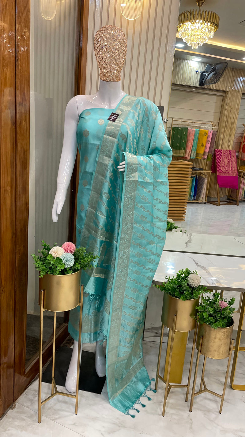 Pure Chiniya Silk Handlooms Banarasi Dress material - The Handlooms