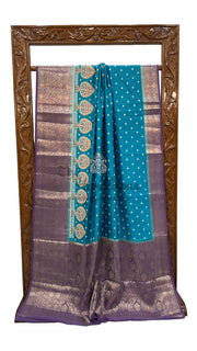 Pure Chiniya Silk Handloom Banarasi Saree with Chikankari - The Handlooms