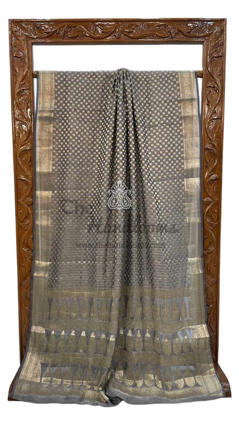 Pure Kora Tissue Crush Handloom Banarasi Saree - The Handlooms