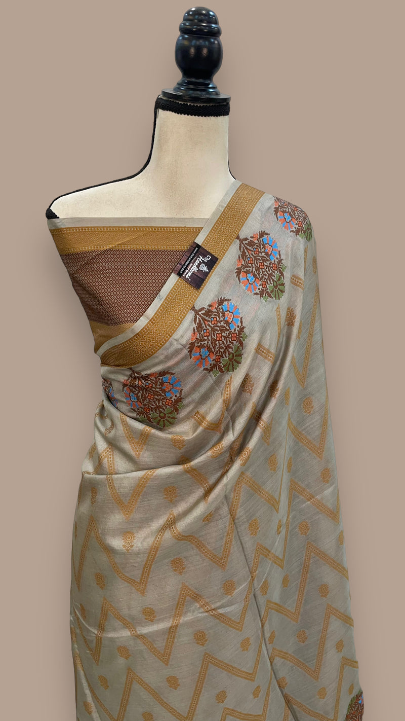 Pure Tussar Silk Handloom Banarasi Saree - The Handlooms