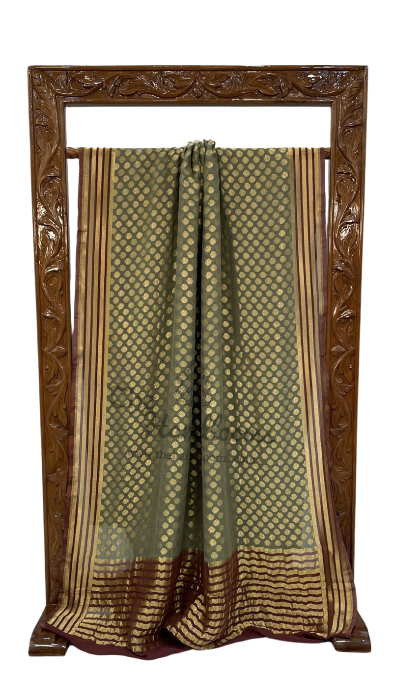Khaddi Georgette Banarasi Saree - Gold zari - The Handlooms