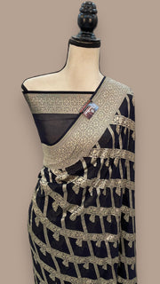 Pure Khaddi Georgette Handloom Banarasi Saree - Water zari - The Handlooms