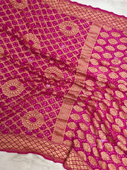 Pure Georgette Banarasi Bandhej Handloom Saree - The Handlooms