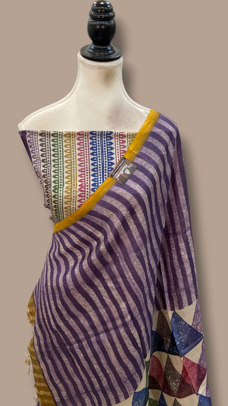 Pure Tussar Silk Handloom Banarasi Dress Material