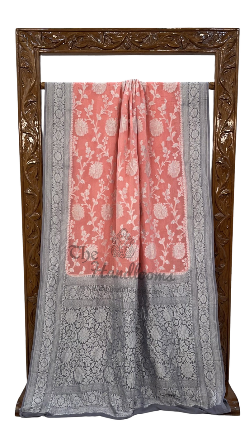 Pure Khaddi Georgette Handloom Banarasi Saree - The Handlooms