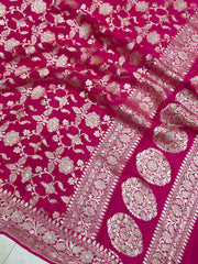Pure Khaddi Georgette Dupatta - water zari - The Handlooms
