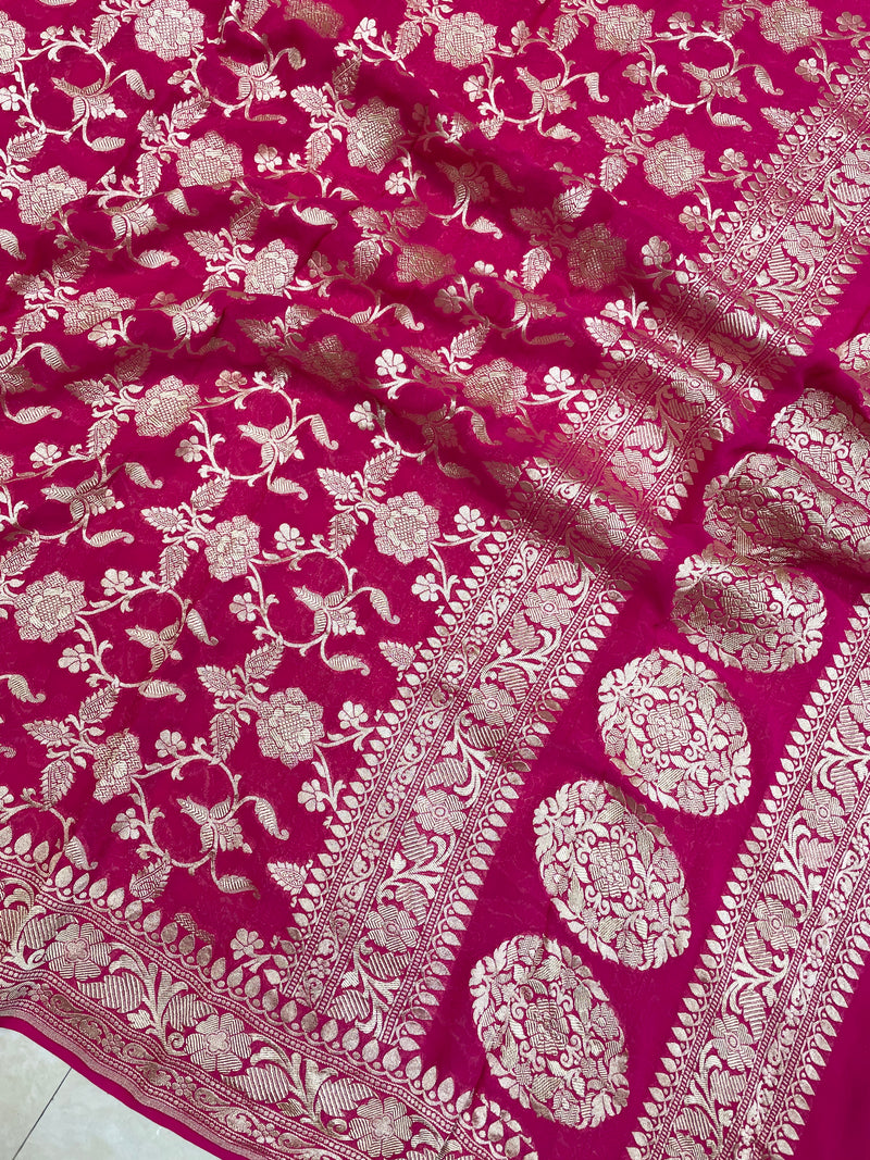 Pure Khaddi Georgette Dupatta - water zari - The Handlooms