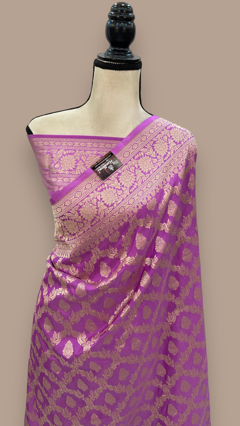 Pure Katan Silk Banarasi Handloom Saree - All Over Jaal Work - The Handlooms