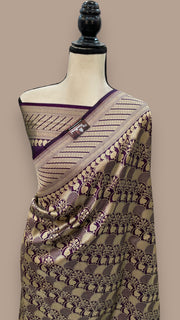 Pure Katan Silk Banarasi Handloom Saree - All over Jaal work - The Handlooms
