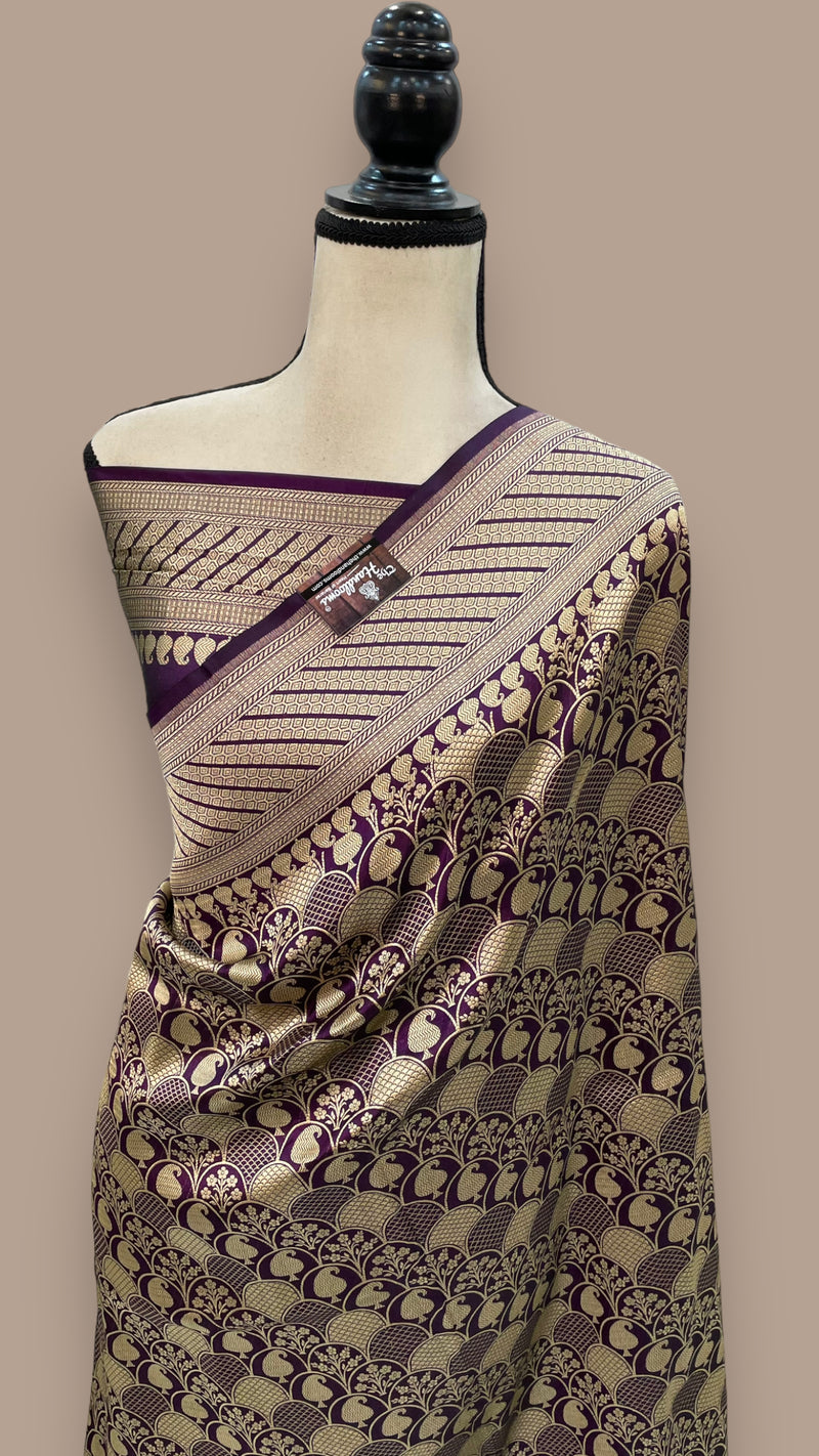 Pure Katan Silk Banarasi Handloom Saree - All over Jaal work - The Handlooms