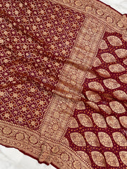 Pure Georgette Banarasi Bandhej Handloom Saree - The Handlooms