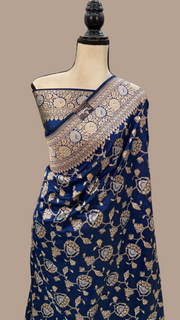 Pure Katan Silk Banarasi Handloom Saree - All over Sona Roopa Jaal work - The Handlooms