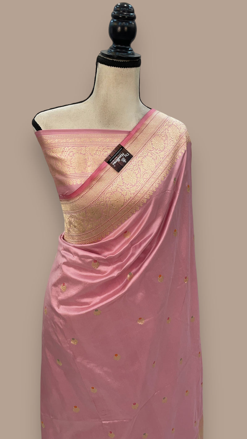 Pure Katan Silk Banarasi Handloom Saree - All over Kadua motifs With Meenakari - The Handlooms