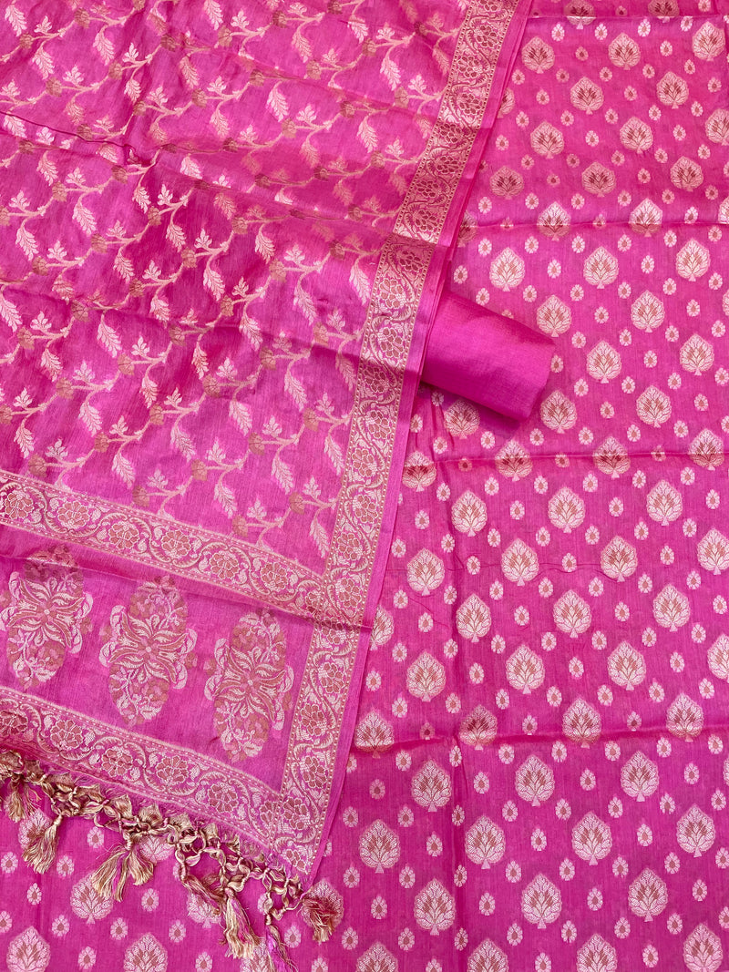 Pure Butter Silk Banarasi Dress material - The Handlooms
