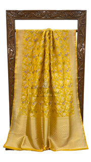 Pure Katan Silk Banarasi Handloom Saree - All over Jaal work - With Meenakari - The Handlooms