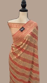 Khaddi Georgette Handloom Banarasi Saree - Gold Zari - The Handlooms