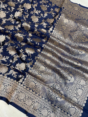 Pure Katan Silk Banarasi Handloom Saree - All Over Jaal Work - The Handlooms