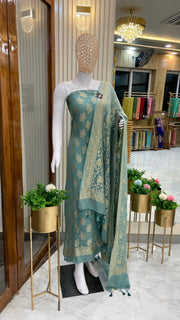 Khaddi Georgette Handlooms Banarasi Dress material - The Handlooms