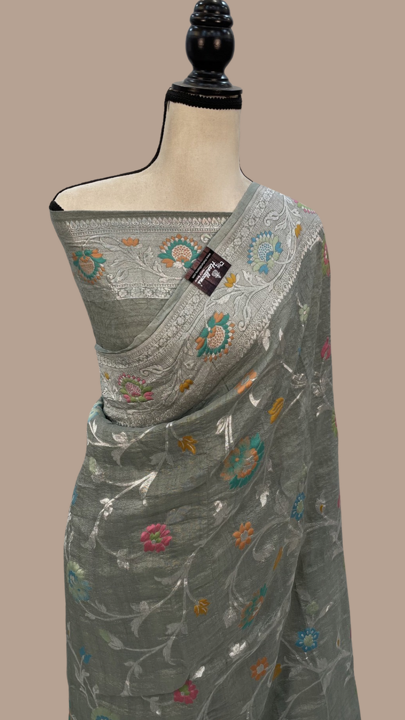 Tussar Georgette Handloom Banarasi Saree - The Handlooms