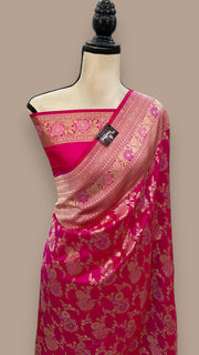 Pure Katan Silk Banarasi Handloom Saree - All over Jaal work with Meenakari - The Handlooms