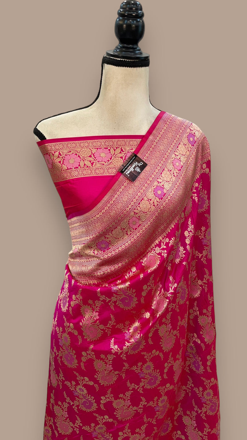 Pure Katan Silk Banarasi Handloom Saree - All over Jaal work with Meenakari - The Handlooms