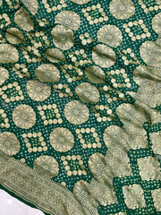 Pure Georgette Banarasi Bandhej Handloom Saree - The Handlooms