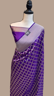 Pure Katan Silk Banarasi Handloom Saree - All over Jaal work - The Handlooms